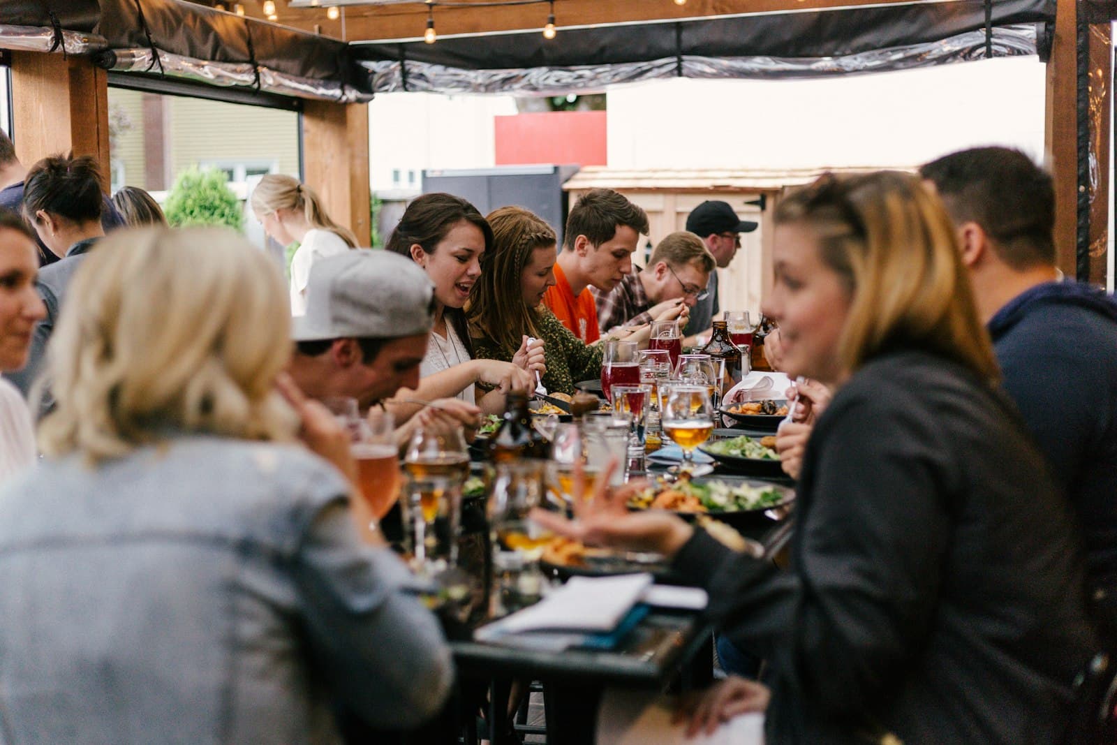 Guest using a smartphone at a restaurant